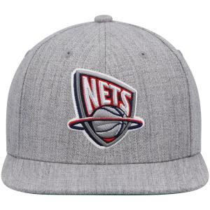 Мужская кепка Mitchell & Ness Heathered Grey New Jersey Nets Hardwood Classics Team 2.0 Snapback