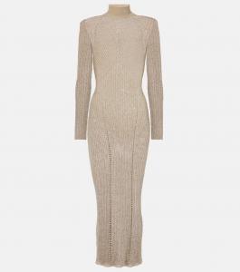 Платье макси из ламе Self-Portrait, золотой