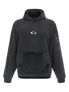 Худи с разорванным логотипом и отделкой в виде ленты Balenciaga, черный