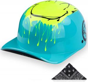 Шлем мотоциклетный открытый CFZWJ, бирюзовый / желтый