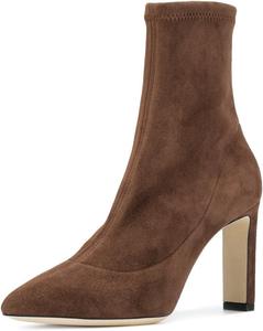 Женские модные ботильоны XYD с закрытым острым носком, на высокой массивной квадратной подошве, для вечеринок и офисной одежды, Coffee