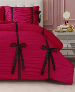 Комплект постельного белья Amelie Velvet Bows Ruched, 3 предмета, размер King Juicy Couture, ярко-розовый