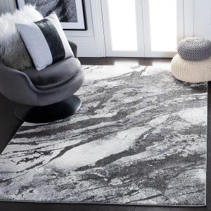 Ковер SAFAVIEH, 92 x 153 см, Pacific Collection, темно-серый и светло-серый, современный абстрактный дизайн, не линяет и прост в уходе, идеален для помещений с высокой проходимостью: прихожая, гостиная, спальня (PFC865G)