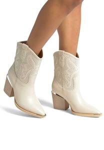 Ковбойские/байкерские ботинки High heeled ankle boots Alma en Pena, белый