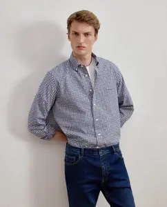 Мужская рубашка с длинным рукавом оксфорд в клетку виши классического кроя Dustin, белый