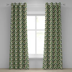 Штора на люверсах ABAKUHAUS Артишок, нарисованная вручную, с изображением здоровой пищи в разных формах, органический натуральный гурманский рисунок, декоративные двухпанельные шторы, 280 см x 175 см, цвет папоротник зеленый Abakuhaus