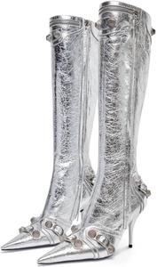 Женские ботфорты Dsevht Damen Stiletto черного цвета, сексуальные кружевные сапоги, модные стильные сапоги на высоком каблуке с молнией