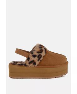 Туфли-лодочки Kutchu Leopard Faux Fur Platform Classic Slingback London Rag, коричневый/бежевый