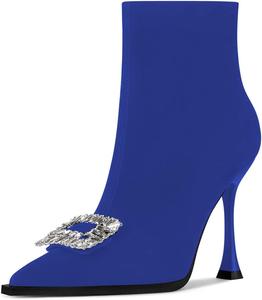Женские ботильоны FYS с острым носком и стразами, на высоком каблуке-стилетто, короткие, с боковой молнией, для выпускного и вечеринки, осенне-зимние, размеры 4-15 US, Blue