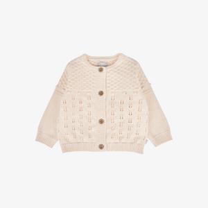 Кардиган хлопковой вязки с пуговицами и пуантами, 3–24 месяца The Little Tailor, розовый