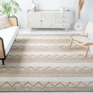 Ковер SAFAVIEH, 244 x 305 см, - коллекция Natura - большой - бежевый, ручной работы из шерсти и вискозы, марокканский дизайн в стиле бохо, идеально для гостиной, спальни, столовой (NAT103A)