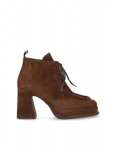 Женские ботинки из кожи baby silk с противоскользящей подошвой и шнурками Alpe, темно-коричневый