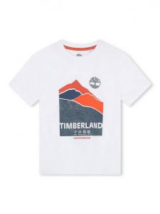 Футболка с горным принтом и логотипом для детей Timberland, White
