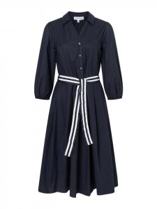 More & More Платье-рубашка с полосатым поясом темно-синего цвета