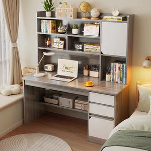 Стол 120 см с полкой и шкафом, компьютерный стол для дома, письменный стол для учебы, цвет Morandi, с дверцей