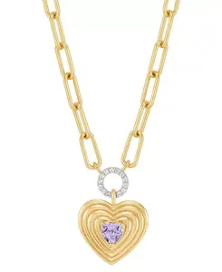 Ожерелье с подвеской в форме сердца и круга из граната (3/8 карата tw) и белого топаза (1/10 карата tw) длиной 18 дюймов из стерлингового серебра с позолотой 14 карат Macy'S, amethyst