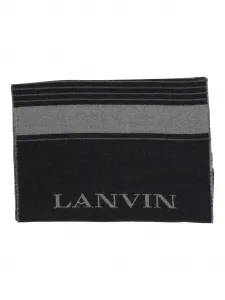 Полосатый шарф с бахромой Lanvin, черный