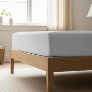 Mellanni Простыня на резинке, 97х190 см, 1 шт, глубина кармана до 40 см, мягкая охлаждающая, устойчивая к выцветанию и пятнам, светло-серый