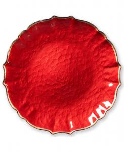 Белая салатная тарелка из коллекции Pastel Glass VIETRI, красный