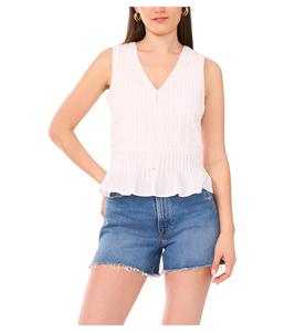 Топ Vince Camuto V-Neck Tank Peplum With Pleats, New Ivory