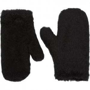 'S MAX MARA Альпака шерсть шелк вязаные перчатки женские черные, Black