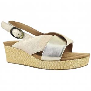 Женские сандалии Flor с перемычкой на щиколотке в цвете слоновая кость и греческое золото Salvia