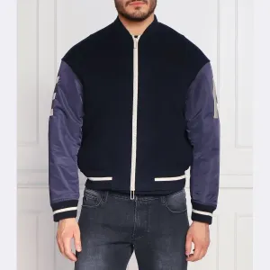 Бомбер стандартного кроя из шерсти Emporio Armani, синий