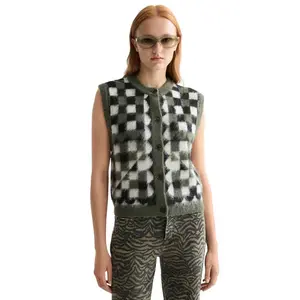 Вязаный жилет Scotch & Soda Fuzzy Jacquard Spencer, зеленый