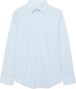 Рубашка Calvin Klein для мальчиков с длинными рукавами, узором, застежкой на пуговицы, манжетами и подолом, Light Blue Heathered