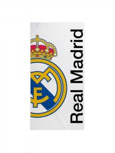 Cofi 1453 Банное полотенце "Реал Мадрид" 180x90 см, микрофибровое, для фитнеса, белого цвета