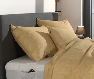 Комплект постельного белья Lino 1, 240x220 см, с 2 наволочками 60x70 см, 100% хлопок, цвет охра-желтый Zo!Home