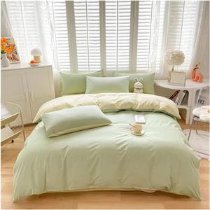 YUSIWOAL Комплект постельного белья хлопковый однотонный семейный стиль Green