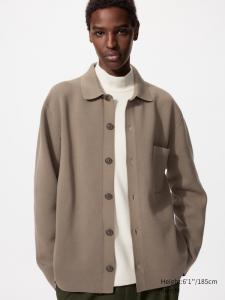 Кардиган Milano Rib с воротником рубашки Uniqlo, 32 beige