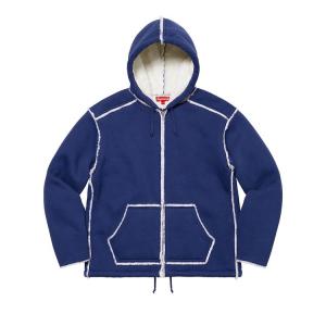 Куртка Supreme Faux Shearling Hooded Jacket 'Bright Navy', синий