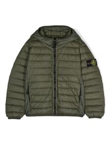 Stone Island Junior пуховик с логотипом Compass, зеленый