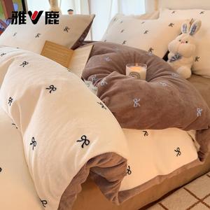 Yalu Комплект постельного белья из 3 предметов (простыня 120 см, пододеяльник 150х200 см), велюр, цвет Kekke Bow Tie