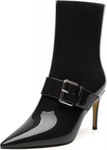 Женские ботильоны WAYDERNS на высоком каблуке, шпилька, заостренный носок, лакированные, молния сбоку, модные, сексуальные короткие ботинки, каблук 8,5 см, Black
