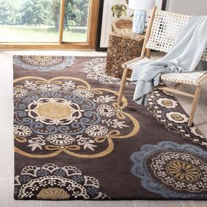 Ковер SAFAVIEH, 244 x 305 см, - Wyndham Collection - большой - Eggplant & Multi, ручной работы из шерсти, современный дизайн, идеально для гостиной, спальни, офиса, столовой (WYD610A)