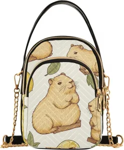 Забавные женские сумки через плечо с изображением капибар и лимонов, со съемным ремешком, дорожные сумки.