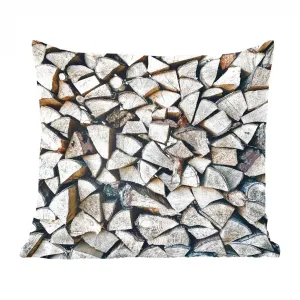 Декоративная подушка , подушка для дивана, декоративная подушка для гостиной, 40x40 см, дерево - камин - зима - фотоподушка - украшение для спальни MuchoWow