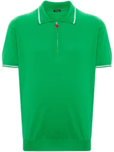 Рубашка поло с отделкой в полоску Kiton, зеленый