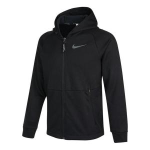 Куртка Men's Nike Pro Therma-FIT Fleece Stay Warm Sports Training Hooded Logo Jacket Autumn Black, черный