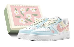 Кроссовки для скейтбординга Air Force 1 женские низкие, синий, желтый Nike