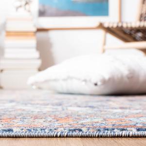 Ковер SAFAVIEH, 201 x 201 см,  Aria Collection, Navy & Rust, восточный медальон с эффектом потертости, не линяет и прост в уходе, идеален для помещений с высокой проходимостью в гостиной, спальне (ARA580N)