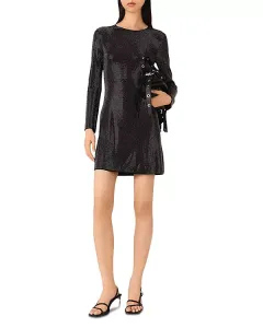 Короткое вязаное платье со стразами Maje, черный