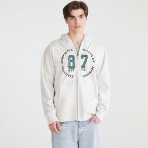 Мужская флисовая толстовка с капюшоном и молнией по всей длине Aeropostale, цвет light heather grey