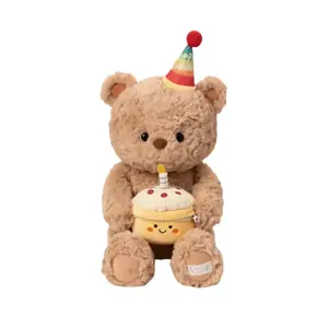 Милый плюшевый мишка в праздничном колпаке, кукла для торта, 35см/40см/30см высота MIANHUIYI