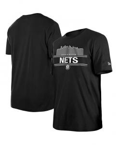 Мужская черная футболка Brooklyn Nets с локализованным логотипом New Era