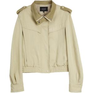 ELLE Кроп-пальто женское Khaki с отложным воротником