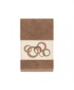 Турецкое хлопковое полотенце для рук «Аннабель», украшенное вышивкой Linum Home, цвет latte